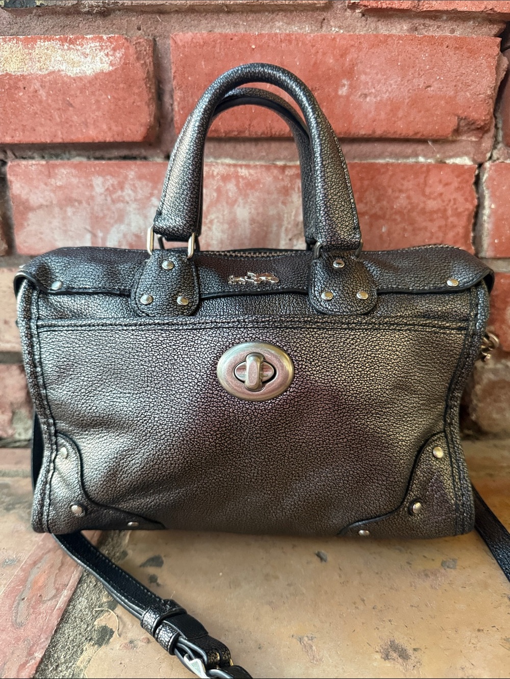 Coach Gunmetal Metallic Rhyder 24 crossbody- no hang tag!